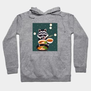 raccoon eat ramen on christmas silly funny sticker Hoodie